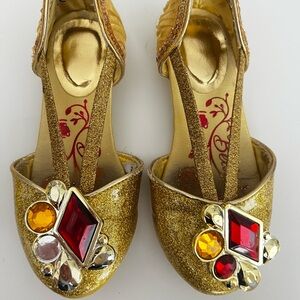 Gold Embellished Girls Shoes, Disney Belle